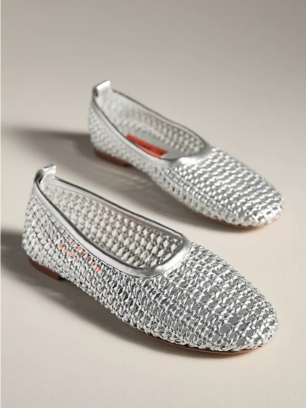 Simon Miller Riad Chrome Woven Ballet Flats Silver Leather Size 35